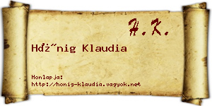 Hönig Klaudia névjegykártya