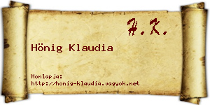 Hönig Klaudia névjegykártya